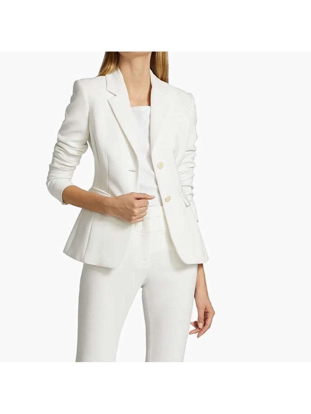 Altuzzara Women’s Fenice Two-Button Jacket Blazer Optic White 40 US 8 - Picture 2 of 15